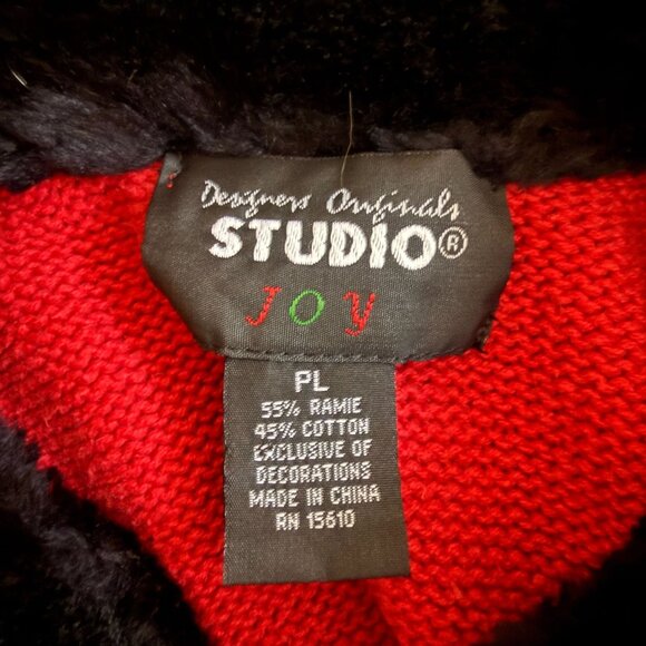 VINTAGE Red Snowman Christmas Sweater Vest | PL | Faux Fur Collar - Picture 12 of 13